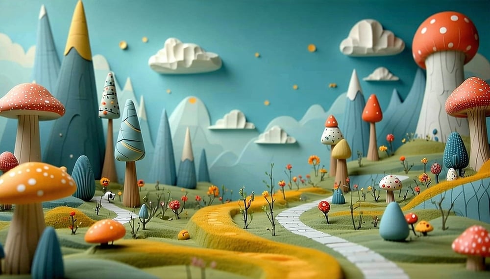 A whimsical animation scene depicting an adventurous journey in a surreal world. A whimsical animation scene depicting an adventurous journey in a surreal world.